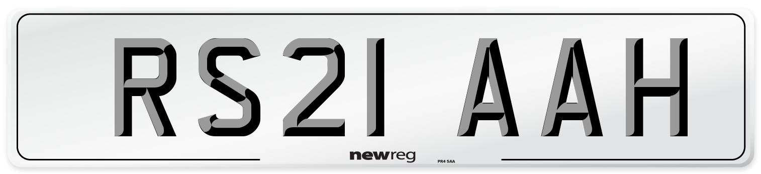 RS21 AAH Number Plate from New Reg